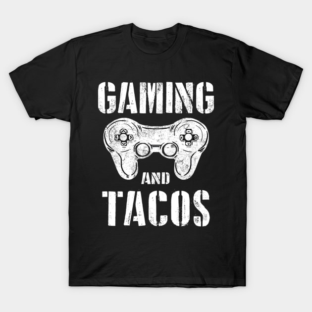 Gaming And Tacos Gamepad Vintage Hobby Video Gamer Gift T-Shirt by Zak N mccarville